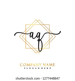 AQ Initial Handwriting logo template vector