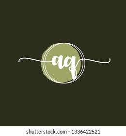 AQ  Initial Handwriting logo template vector