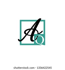 AQ  Initial Handwriting logo template vector