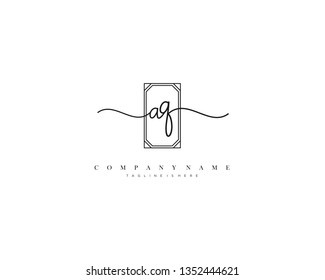 AQ initial handwriting logo template vector