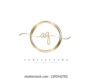 AQ initial handwriting logo template vector