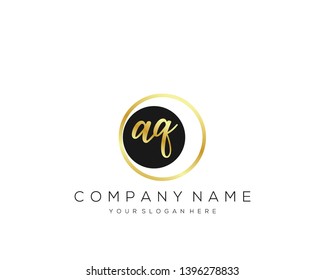 AQ Initial handwriting logo template vector.