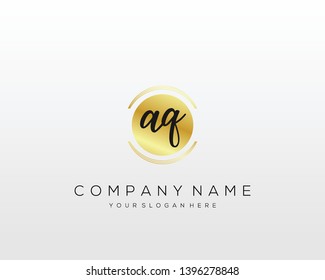 AQ Initial handwriting logo template vector.
