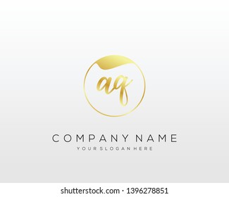 AQ Initial handwriting logo template vector.