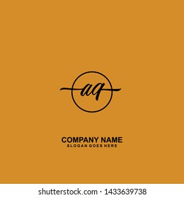 AQ Initial handwriting logo template vector