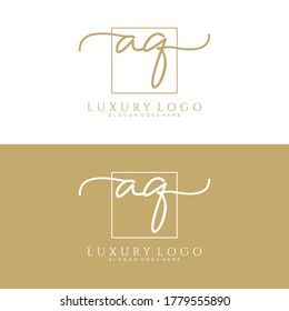 AQ Initial handwriting logo template vector