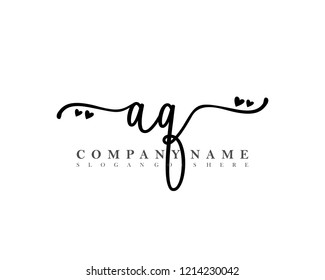 AQ Initial handwriting logo vector