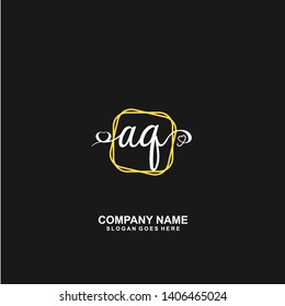 AQ Initial handwriting logo vector