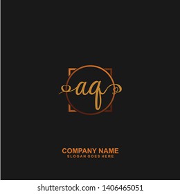 AQ Initial handwriting logo vector