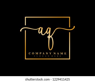 AQ Initial handwriting square minimalist logo vector