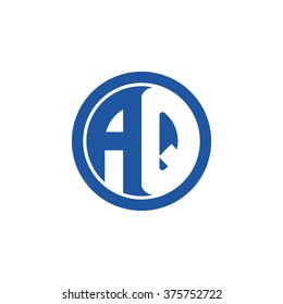 AQ initial letters circle business logo blue