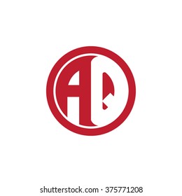 AQ initial letters circle business logo red