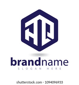 AQ Initial letters linked with hexagon shape simple modern logo