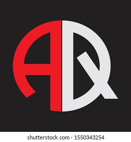 AQ Initial Logo design Monogram Isolated on black background
