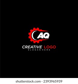 Monograma inicial de AQ para el logotipo del automóvil con vector de diseño de imagen de la rueda de engranajes