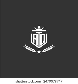 AQ initial monogram brand logo design for crown vector image