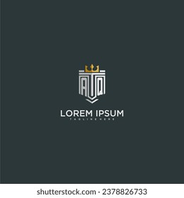 AQ initial monogram for crown and shield logo design