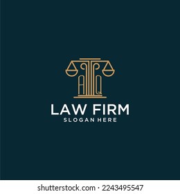 logotipo de monograma inicial de AQ para la firma de abogados con diseño de vector de escala