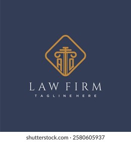 AQ initial monogram logo for lawfirm with pillar in creative square design