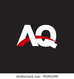 AQ initial overlapping swoosh letter logo white red black background