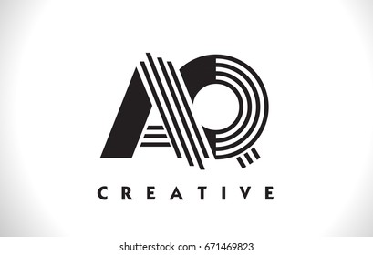 AQ Letter Logo With Black Lines Design. Line Letter Symbol Vector Illustration