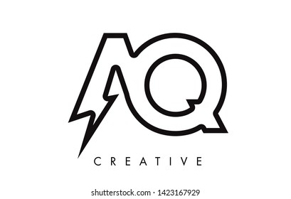 AQ Letter Logo Design With Lighting Thunder Bolt. Electric Bolt Letter Logo Vector Illustration.