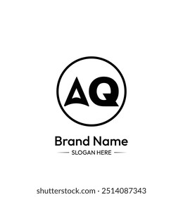 Design do logotipo da carta AQ. Fundo Branco.