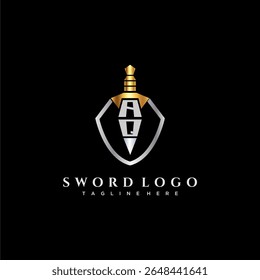AQ letter luxury monogram for shield and sword style image