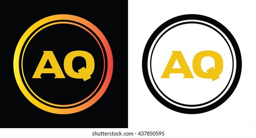 AQ letters icon design template elements in abstract background logo, design identity in circle, alphabet letter