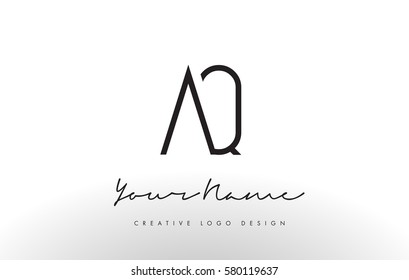 AQ Letters Logo Design Slim. Simple and Creative Black Letter Concept Illustration.