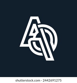 AQ line abstract monogram logo design, logotype element for templates