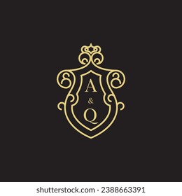 AQ line vintage initial logo in high quality professional design that will print well across any print media