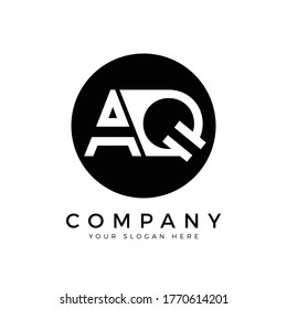 AQ Logo Design Black Color Circle Typography Vector Template. Creative Linked Letter AQ Logo Template