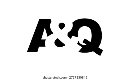 Diseño de logo AQ en estilo atrevido. Símbolo de identidad blanco y negro. Emblema de tipografía moderna. Icono de marca Corporativa. Mínima Plantilla de negocio.