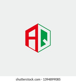 AQ Logo Initial Monogram Negative Space Design Template With Red and Green color