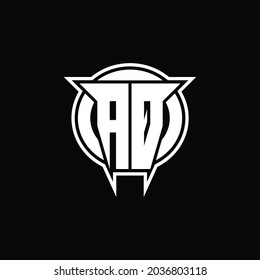 AQ Logo monogram with circle rounded shape design template on black background
