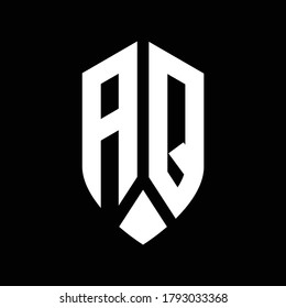 aq logo monogram with emblem shield style design template