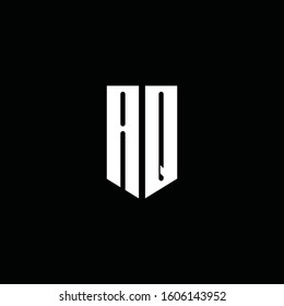AQ logo monogram with emblem style isolated on black background