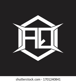AQ Logo monogram with hexagon and four taper shape design template