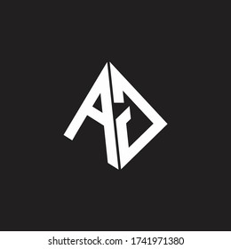 AQ Logo monogram with standout triangle shape ribbon design template