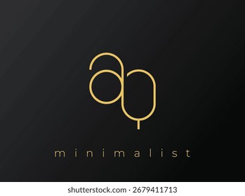Logotipo minimalista AQ com formas entrelaçadas no fundo preto sólido. Um design de logotipo minimalista limpo e moderno.