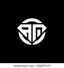 AQ monogram logo with diamond shape and ring circle rounded design template