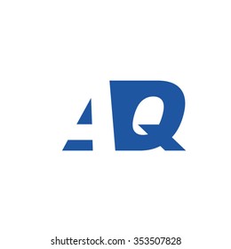 AQ negative space letter logo blue