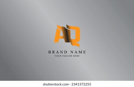 AQ orange black gradient warm color brand company minimal vector logo design with gray gradient background template.