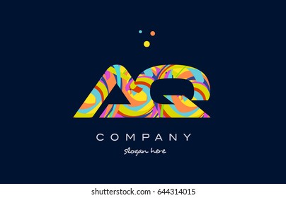 aq a q alphabet letter logo colors colorful rainbow acrylic font creative text dots company vector icon design template
