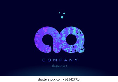 aq a q alphabet pink blue bubble circle dots creative letter company logo vector icon design template