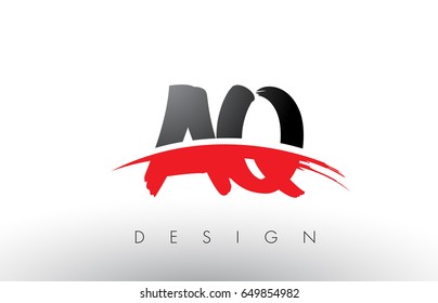 AQ A Q Brush Logo Letters Design with Red and Black Colors and Brush Letter Concept.