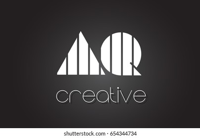 AQ A Q Creative Letter Logo Design With White and Black Lines.