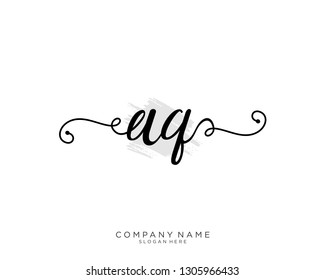 AQ A Q Initial handwriting logo template