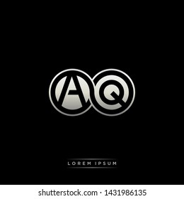 AQ A Q initial letter linked circle capital monogram logo modern template silver color edition